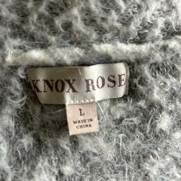 Gray/white open front cardigan with pockets - Picture 6 of 7